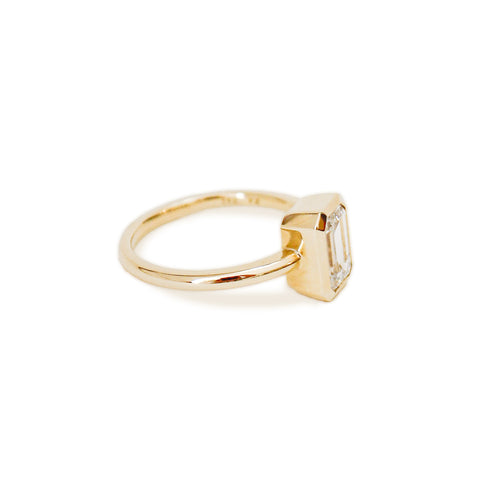 Bezel Set Emerald Cut Lab Grown Diamond Ring
